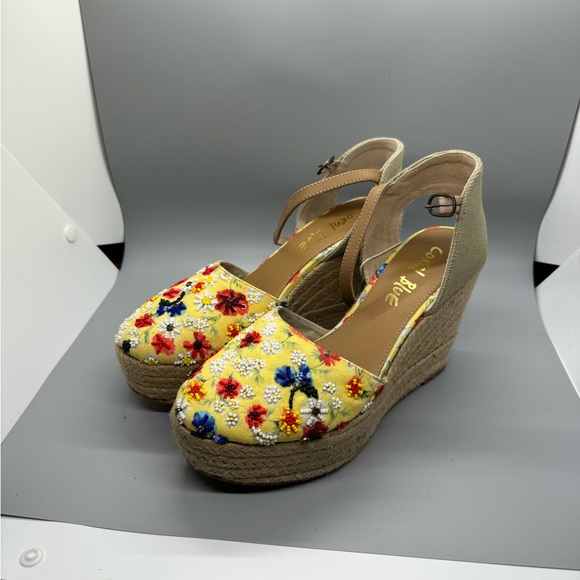 CORAL BLUE ESPADRILLES WEDGES size 39 /8.5 - Picture 7 of 7